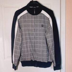 NWOT Marc Ecko Gray & Black Activewear ZipUp Long Sleeve Jacket with Pockets | L